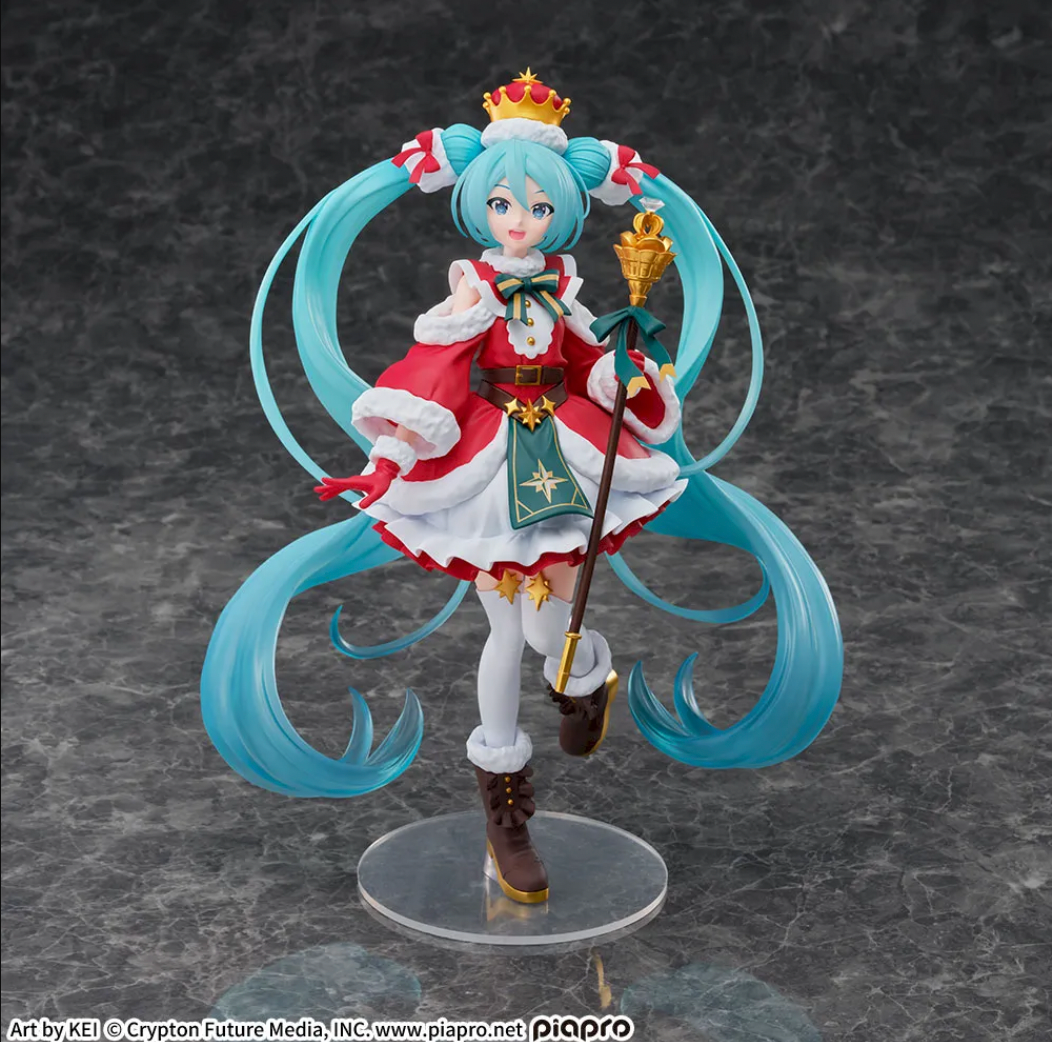 The Christmas 2026 Hatsune Miku merchandise consists of three kinds of Fuwapuchi plush and a FIGURIZMα figure.