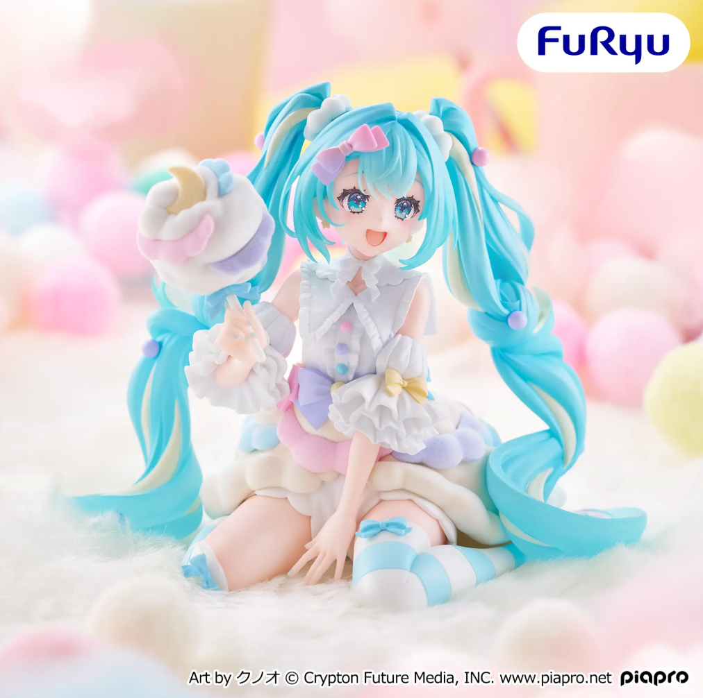 Hatsune Miku Cotton Candy Melffy Figure Appears Alongside Wallpaper and Art Furyu