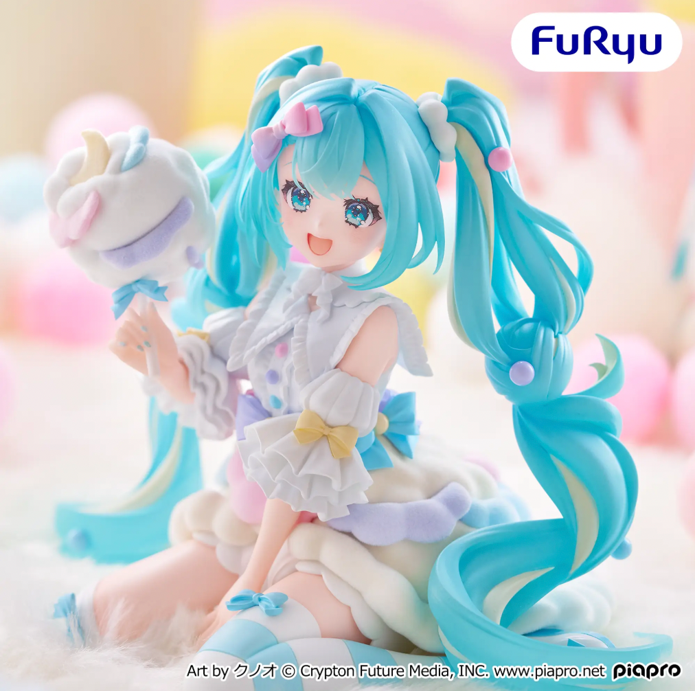 Hatsune Miku Cotton Candy Melffy Figure Appears Alongside Wallpaper and Art Furyu